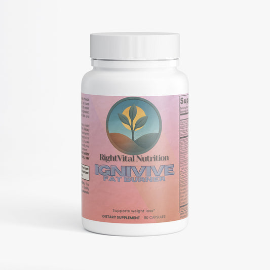 Supplement bottle labeled 'IGNIVIVE' by RightVital Nutrition on a white background