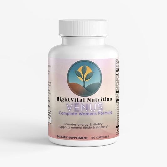 Supplement bottle labeled 'RightVital Nutrition Venus' on a white background